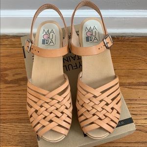 Maguba tan leather clog sandals